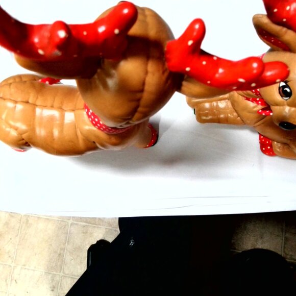 Set of 2~Vtg Mold Ceramic Quilted Christmas Deer - Picture 7 of 9